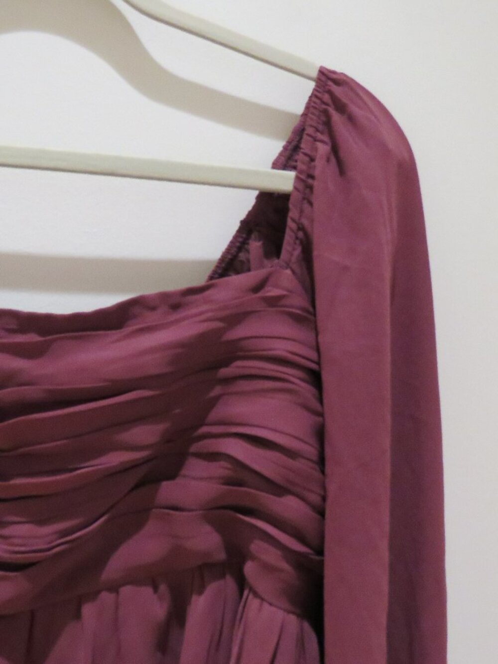 ABERCROMBIE & FITCH Emerson Chiffon Puff Sleeve Mini Dress in Mauve Large Petite - Picture 4 of 11
